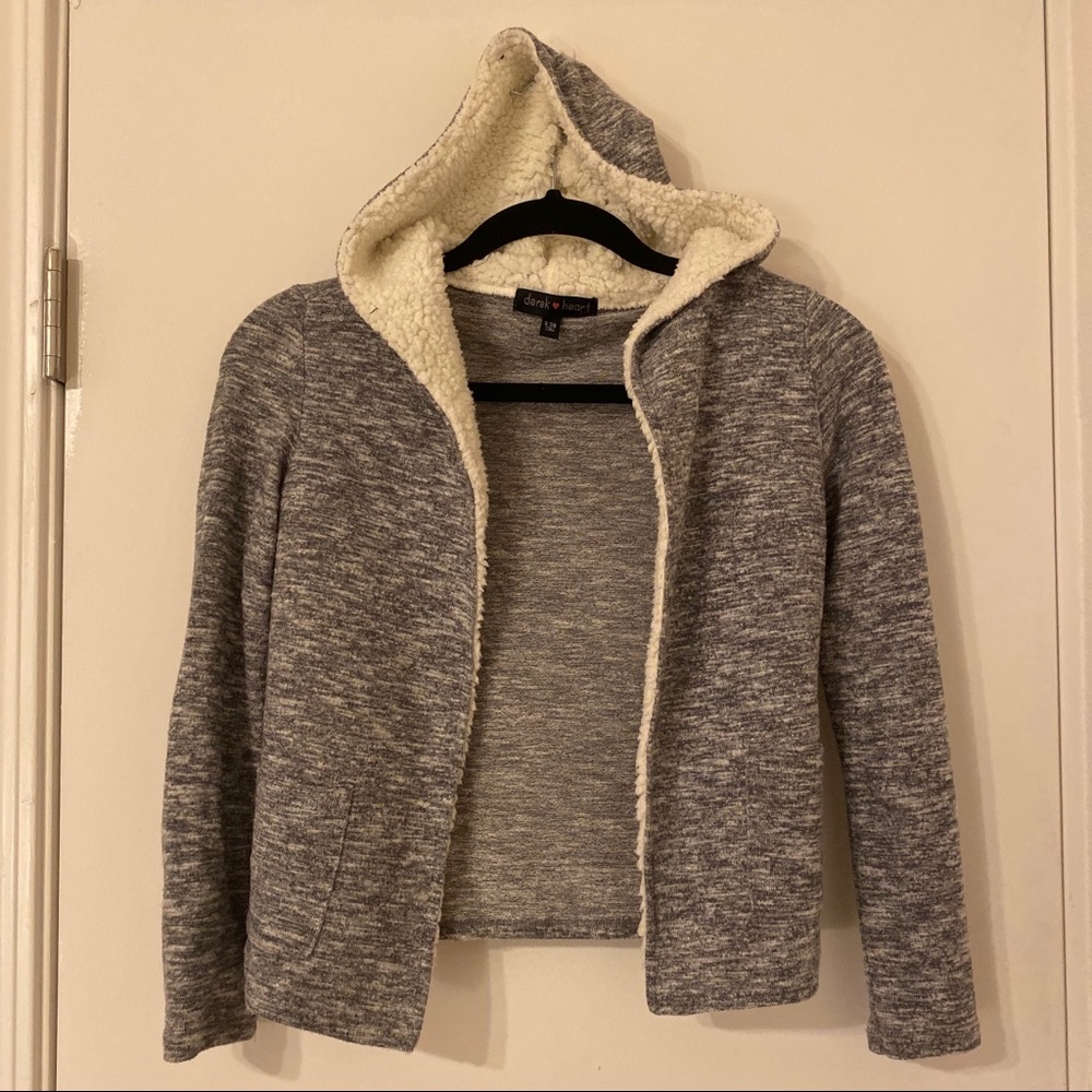 NWOT Fleeced Cardigan Hooded Grey